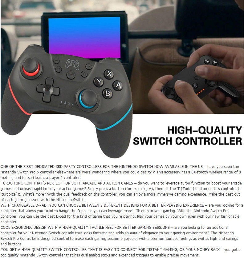 Thumbnail: Bluetooth Wireless Pro Controller Gamepad Joypad Remote for Nintend Switch B/R