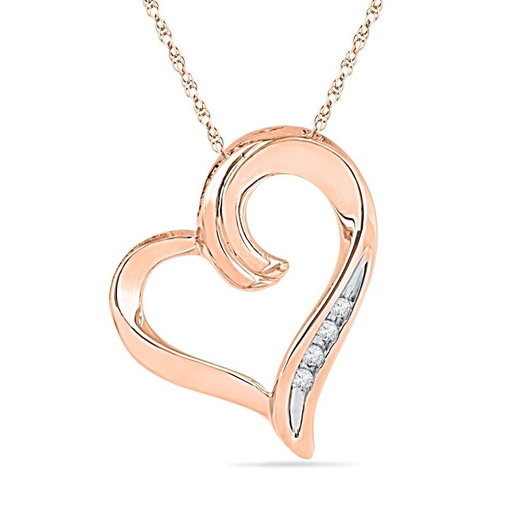 Pink Gold Diamond Heart Pendant Necklace (Jewelry By Joihan)