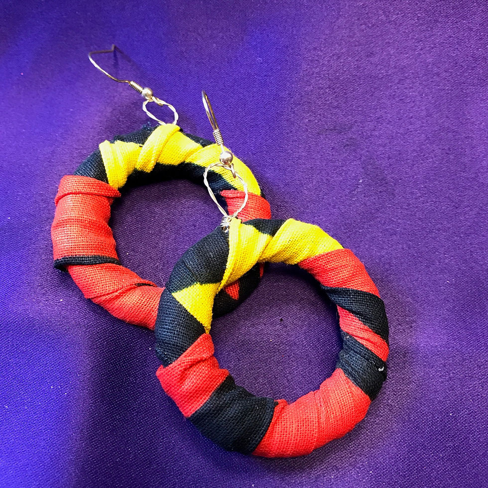 Thumbnail: African Fabric Hoops with Wood, African Wax Print (Continent Clothing)