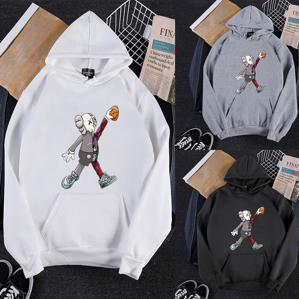 KAWS Men Women Hoodie Sweatshirt Walking Doll Winter Loose Pullover Black XXXL