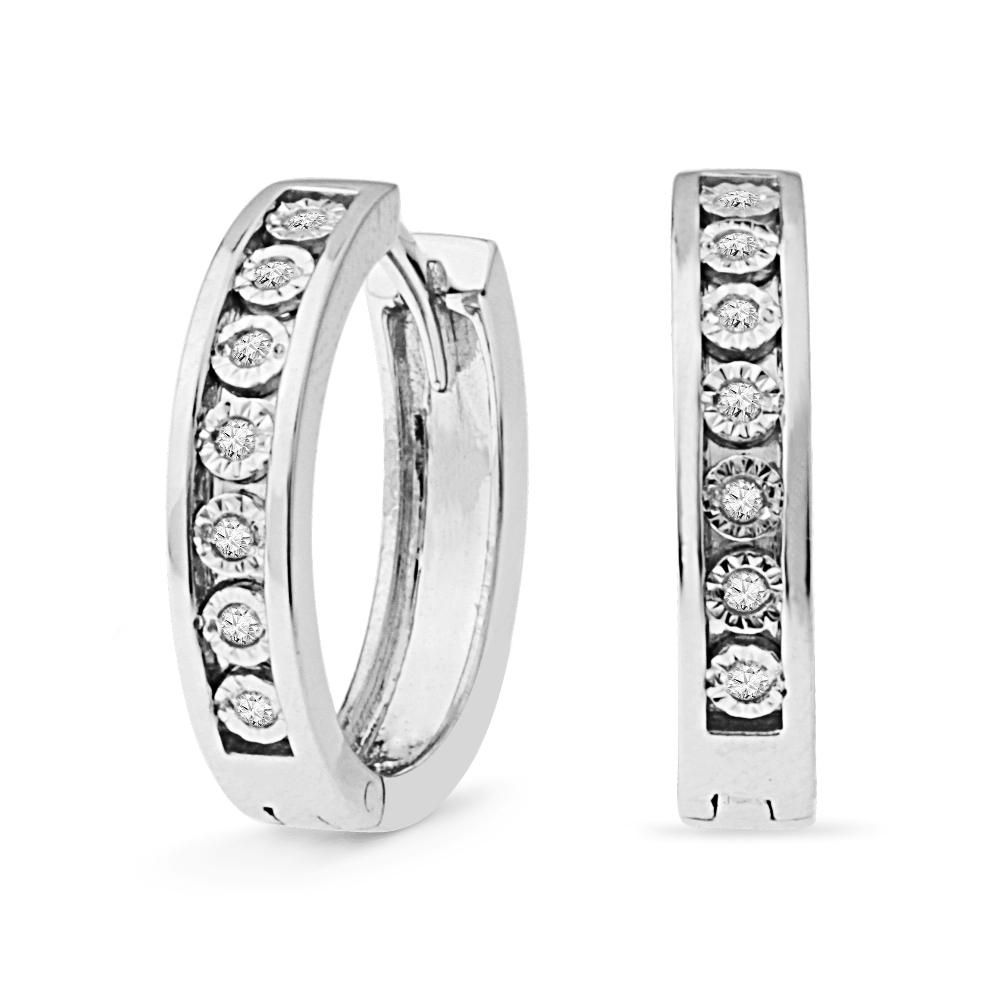 Diamond Hoop Earrings In Sterling Silver (Jewelry By Johan)