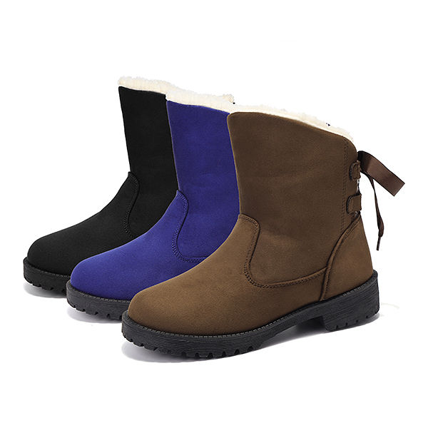 Thumbnail: US Size 5-12 Winter Cotton Boots Fur Lining Ankle Snow Boots