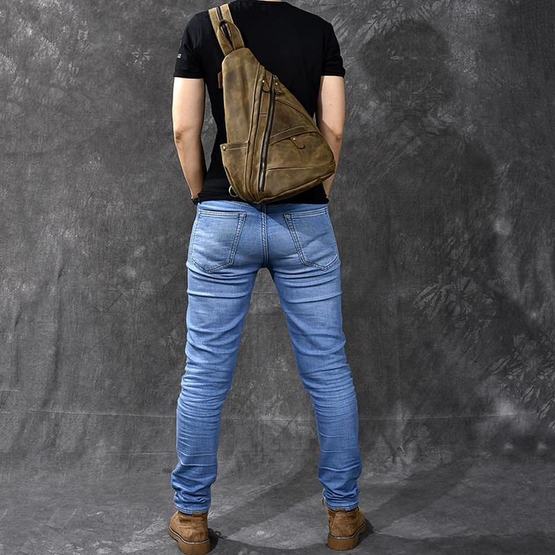 Thumbnail: Crazy Horse Leather Vintage Messenger Chest Backpack ESS2988 (RockCow)