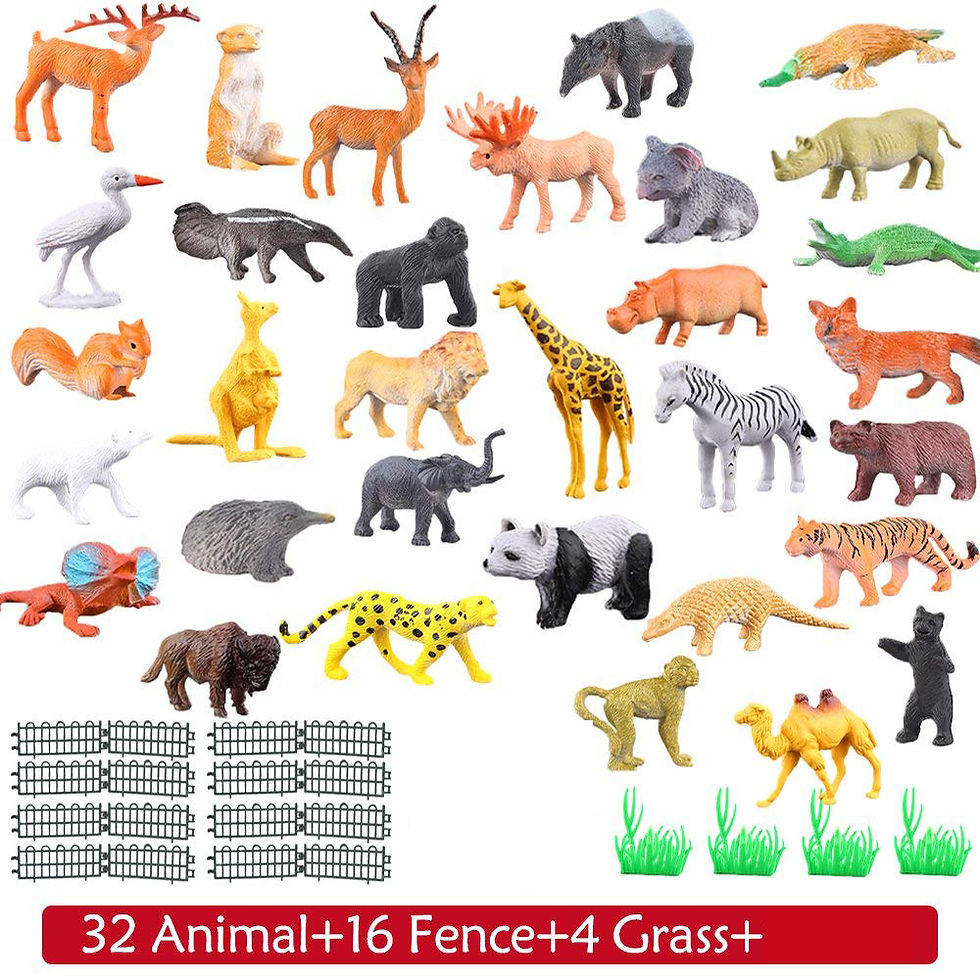 Thumbnail: 53pcs/set Mini Jungle Animal Toy Set Dinosaur Wildlife Model Early Education