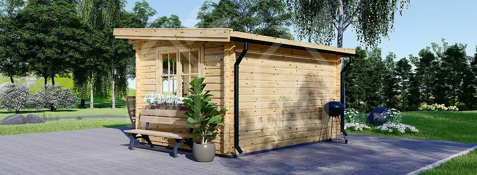 Thumbnail: Garden Log Cabin DREUX 4m x 3m -13x10 ft- 44 mm (Quick Gardens)