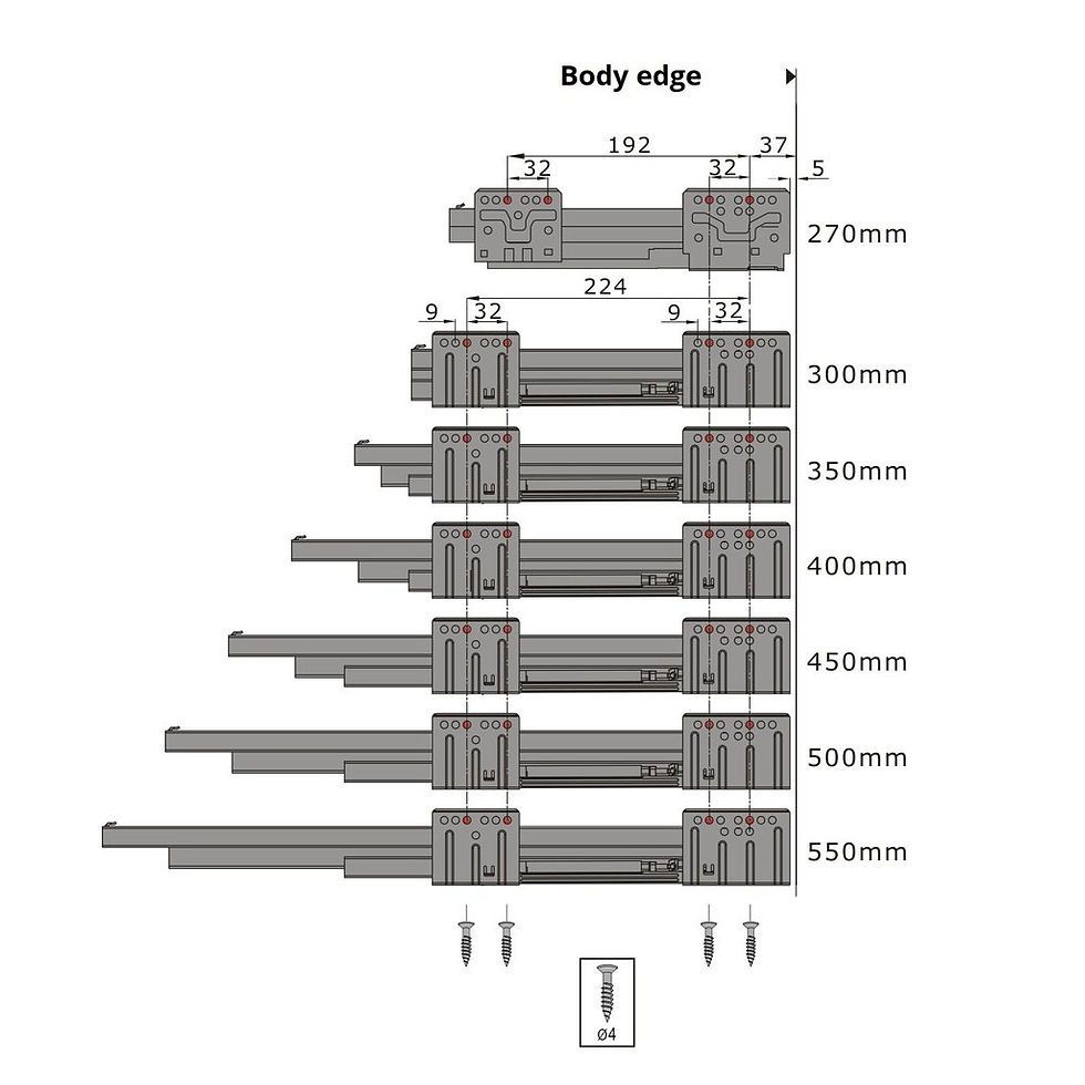 Thumbnail: Soft-Close Drawer System, MEDIUM, H: 142mm, Silver