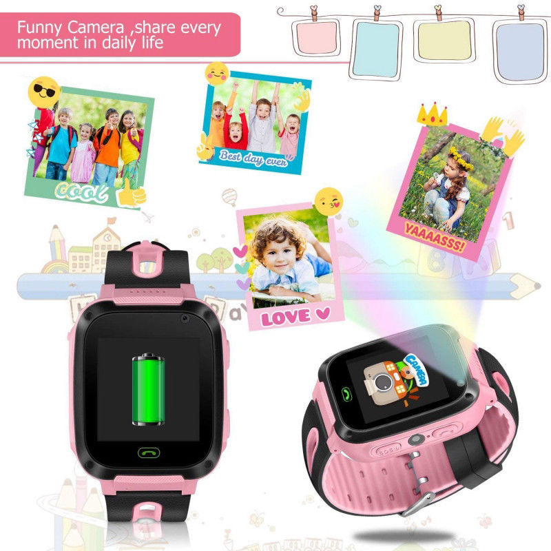Thumbnail: YQT Anti-lost Kids Watch GPS Tracker SOS Call Phone for Android IOS GREEN