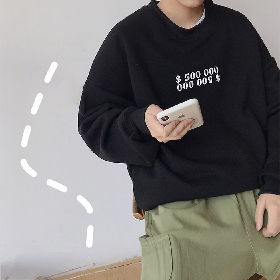 Thumbnail: KAWS Wanted Crew Neck Printing Loose Fashion Pullover Tops Black L