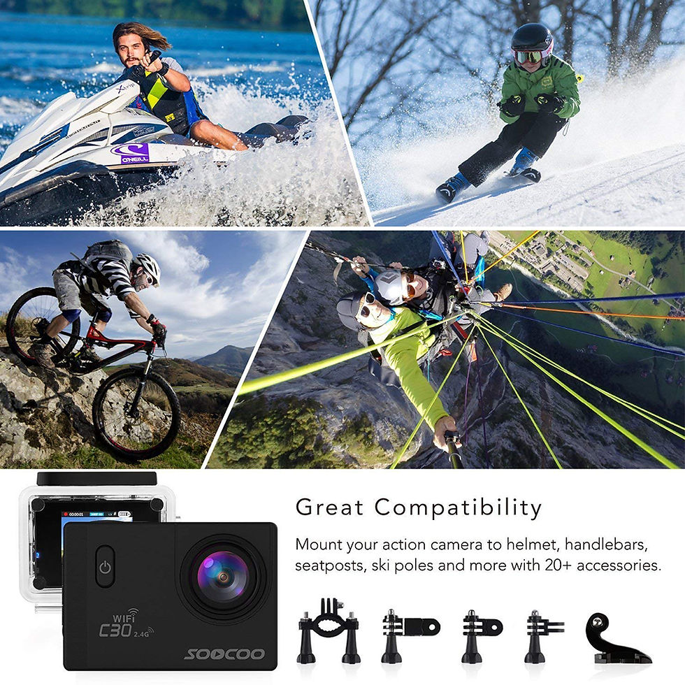 Thumbnail: SOOCOO C30R Wifi 4K Sports Action Camera LCD Screen, 30M Waterproof, YELLOW
