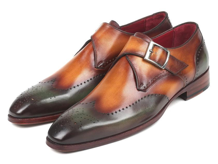 Thumbnail: Paul Parkman Single Monkstraps Green & Camel (PAUL PARKMAN)