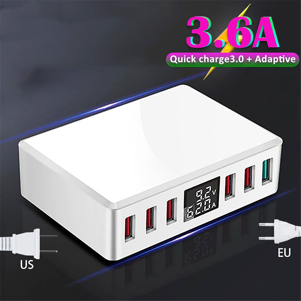 Thumbnail: Travel Charger 6-USB Port Digital Display USB Charging Plug AU Plug