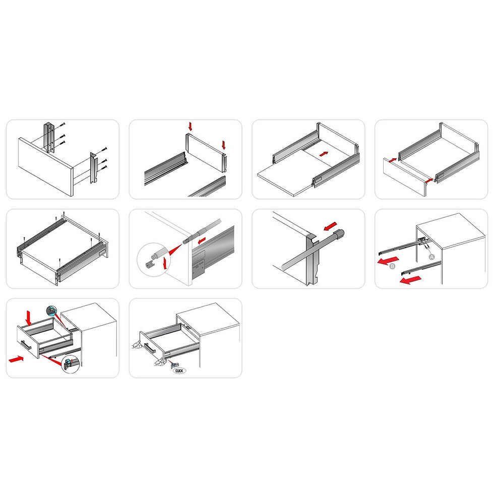 Thumbnail: Soft-Close Drawer System, MEDIUM, H: 142mm, Silver