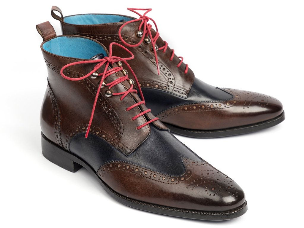 Paul Parkman Wingtip Ankle Boots Dual Tone Brown & Blue (PAUL PARKMAN)