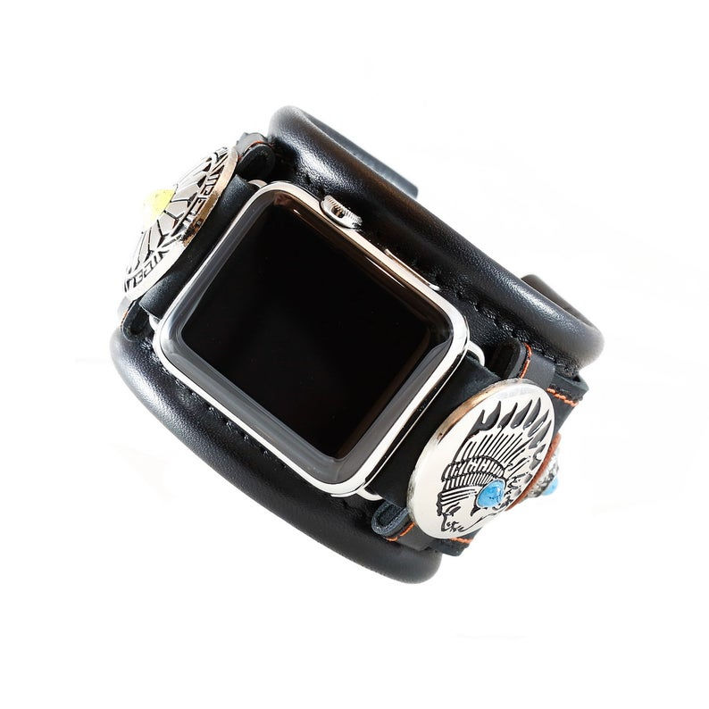 Thumbnail: Black Apple Watch Strap Apache Insignia (DG Anin)