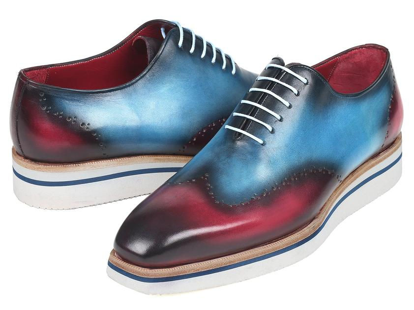 Thumbnail: Paul Parkman Men's Smart Casual Wingtip Oxfords Blue & Purple (PAUL PARKMAN)