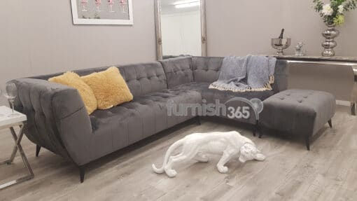 Thumbnail: Phyllis Corner – Dark Grey Plush (Furnish365)