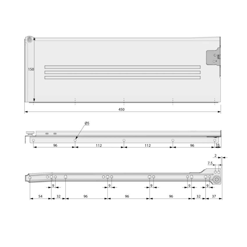 Thumbnail: Set of Metalbox with POM Rolls, H150, 1.2mm Thick, White