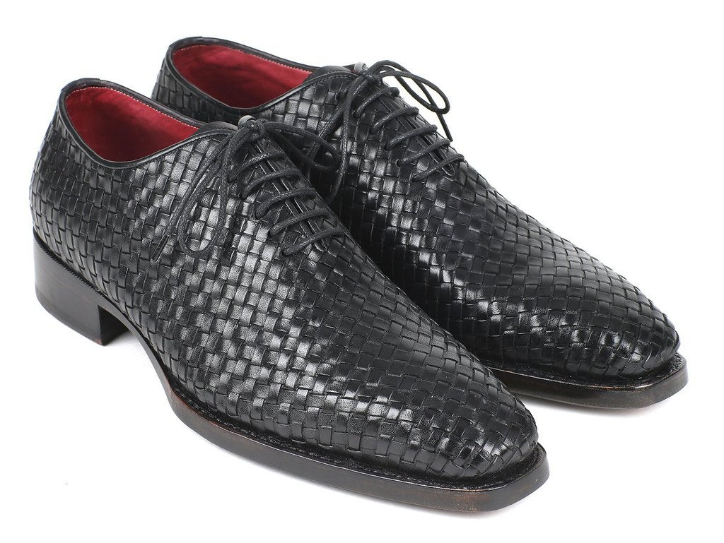 Paul Parkman Men's Black Woven Leather Oxfords (PAUL PARKMAN)