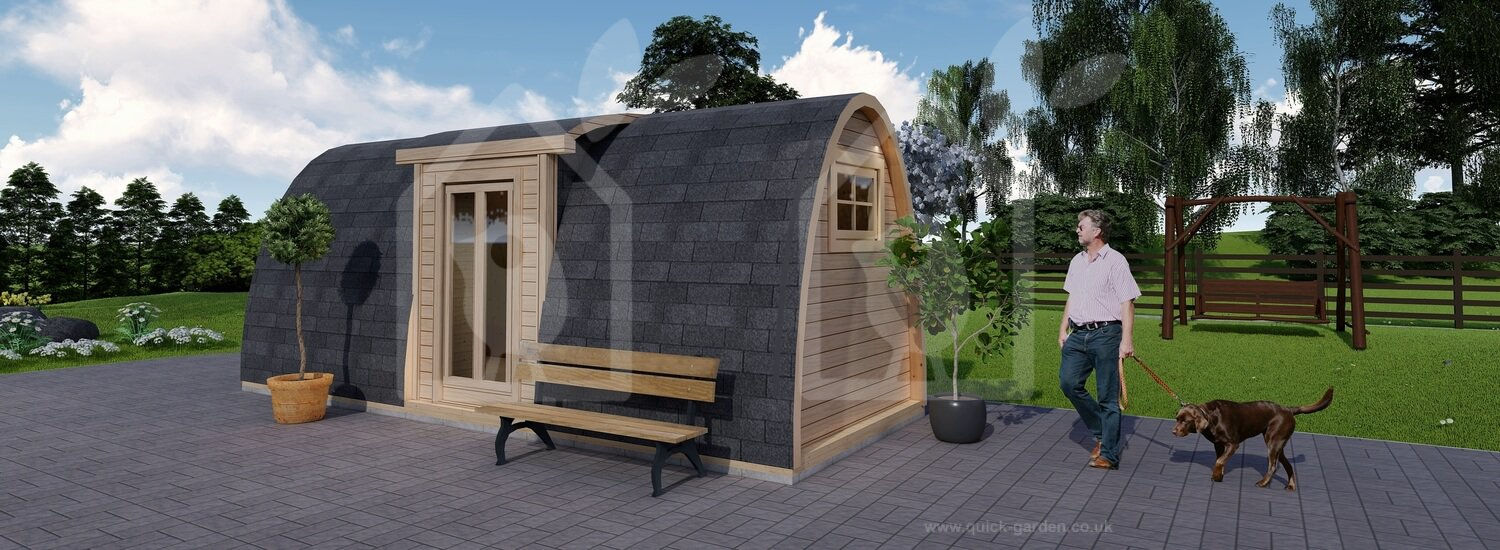 Insulated Camping Pod BRETA 2.4m x 6.6m (8x22 ft), 120-138 mm (Quick Garedns)