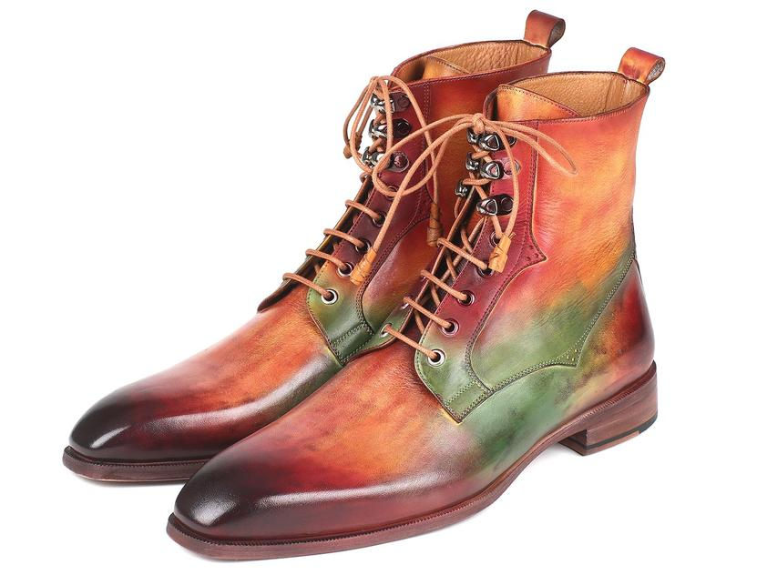 Thumbnail: Paul Parkman Men's Green, Camel & Bordeaux Leather Boots (PAUL PARKMAN)