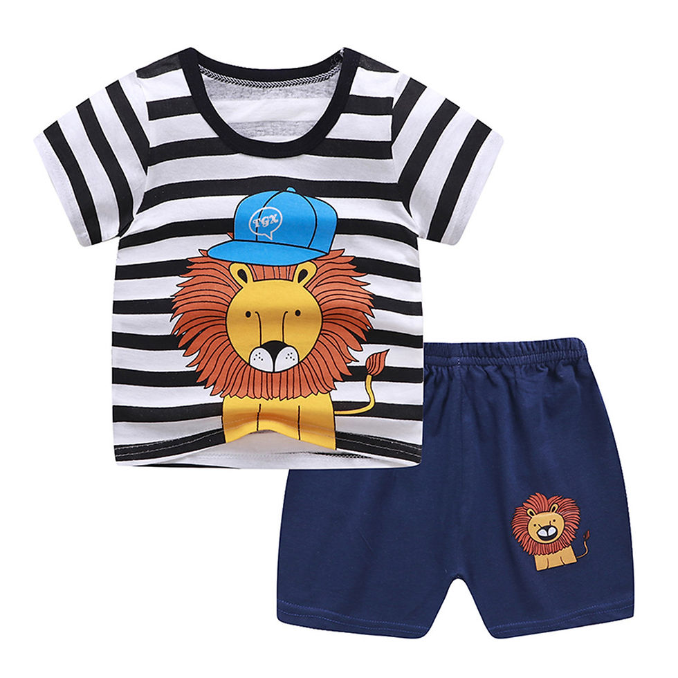 Thumbnail: LA CHANG 2Pcs Unisex Baby Short Sleeved Tops+Shorts Children Home Wear 1Y - 2Y