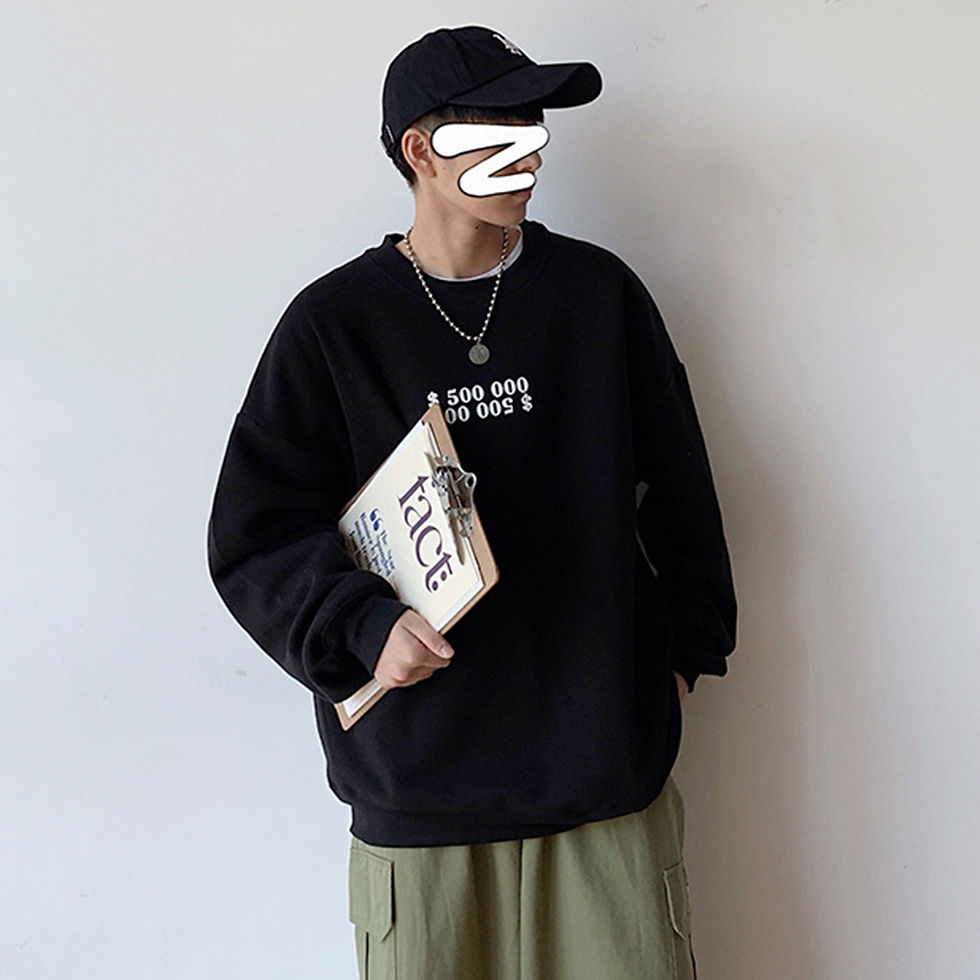 Thumbnail: KAWS Wanted Crew Neck Printing Loose Fashion Pullover Tops Black XXL