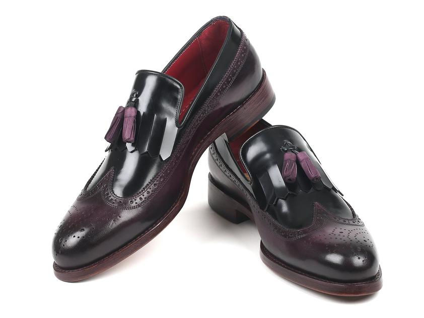 Thumbnail: Paul Parkman Kiltie Tassel Loafer Black & Purple (PAUL PARKMAN)