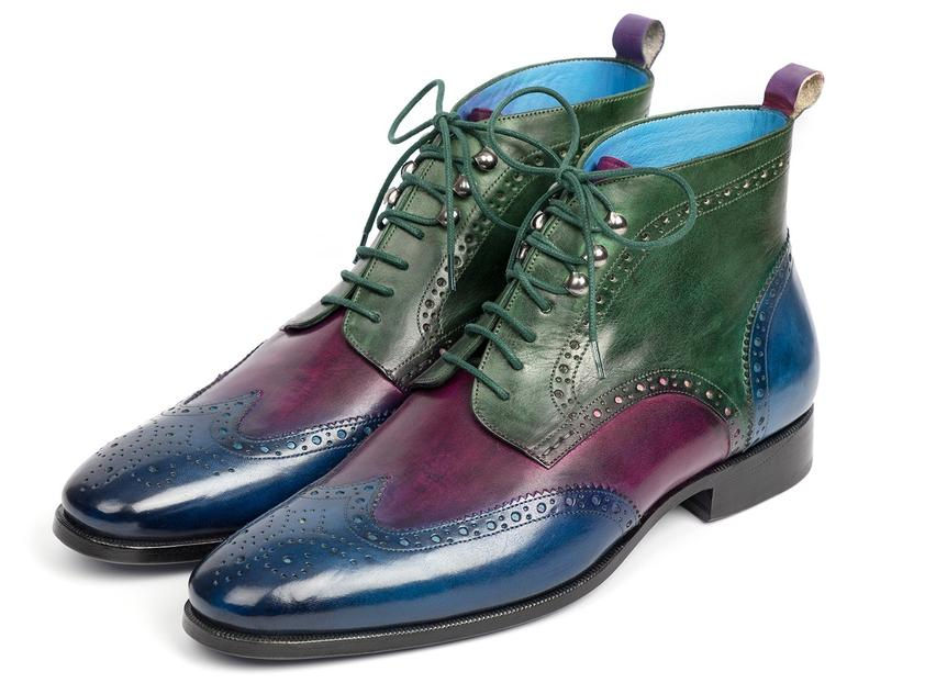 Thumbnail: Paul Parkman Wingtip Ankle Boots Three Tone Blue Purple Green (PAUL PARKMAN)
