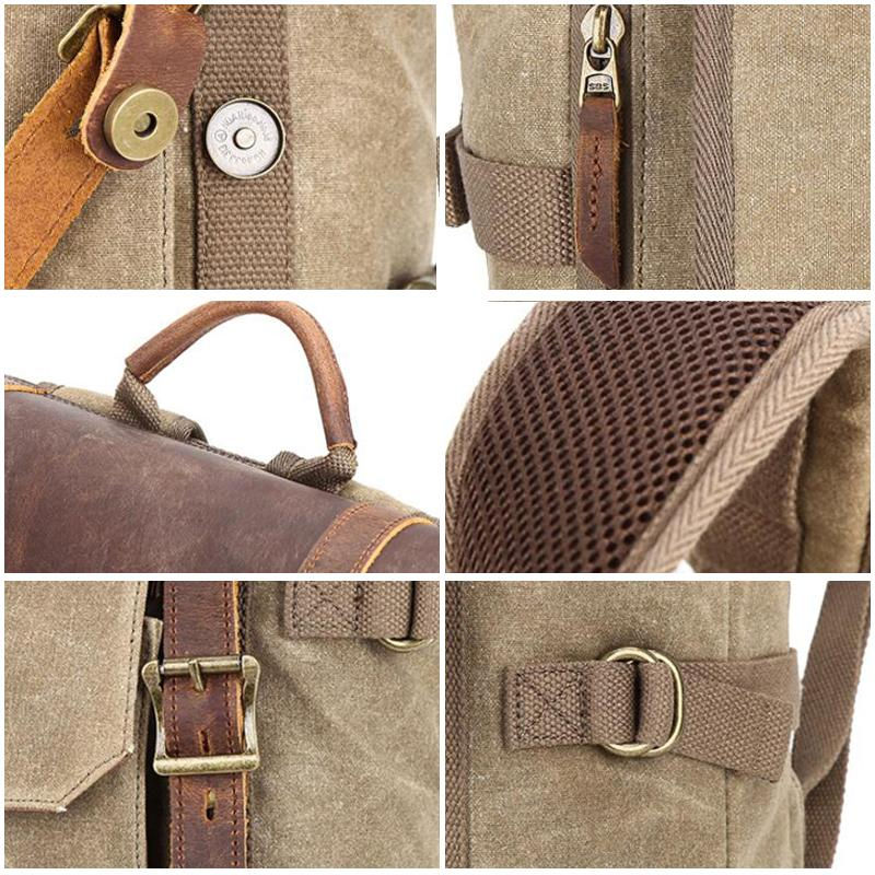 Thumbnail: DSLR Waxed Canvas Waterproof Camera Backpack QSM3033 (RockCow)