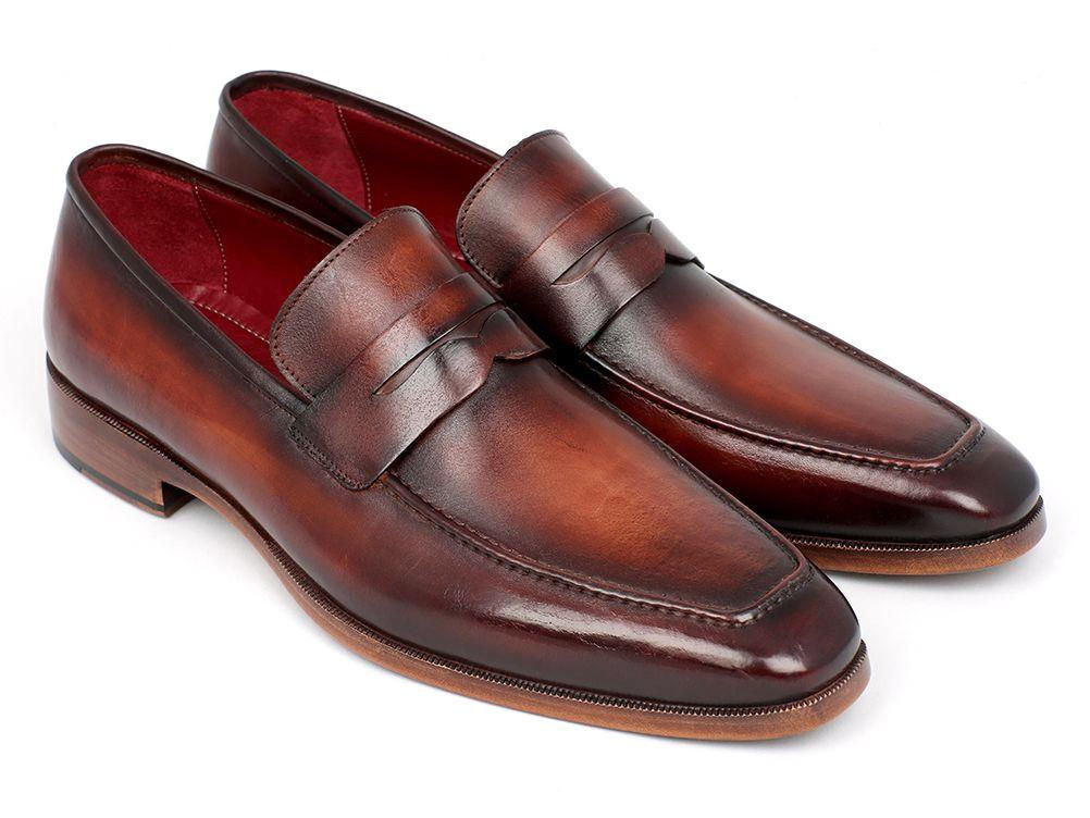 Paul Parkman Men's Penny Loafer Bordeaux and Brown Calfskin (PAUL PARKMAN)