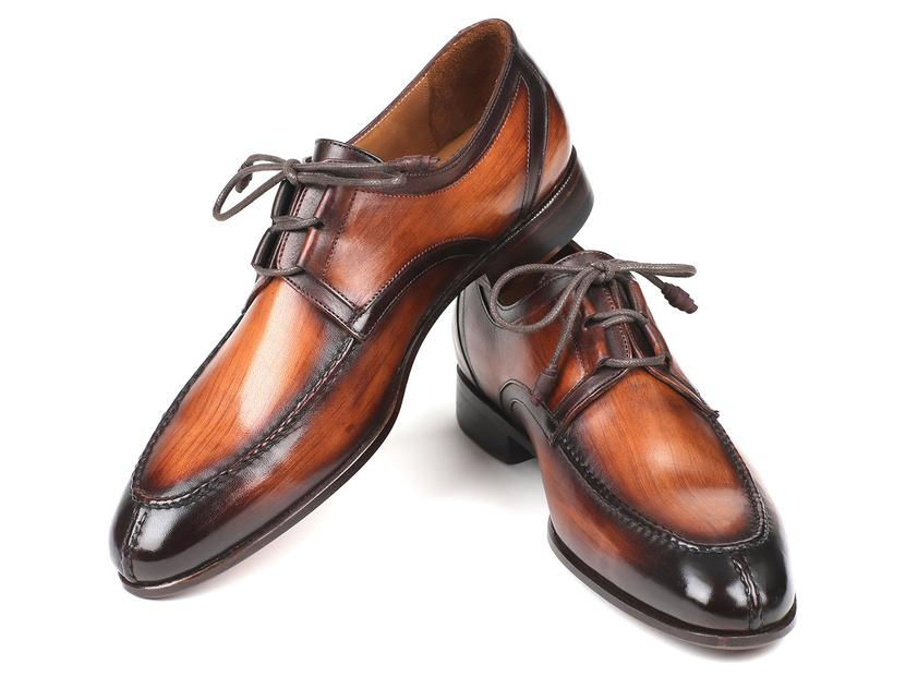Thumbnail: Paul Parkman Ghillie Lacing Brown Burnished Dress Shoes (PAUL PARKMAN)