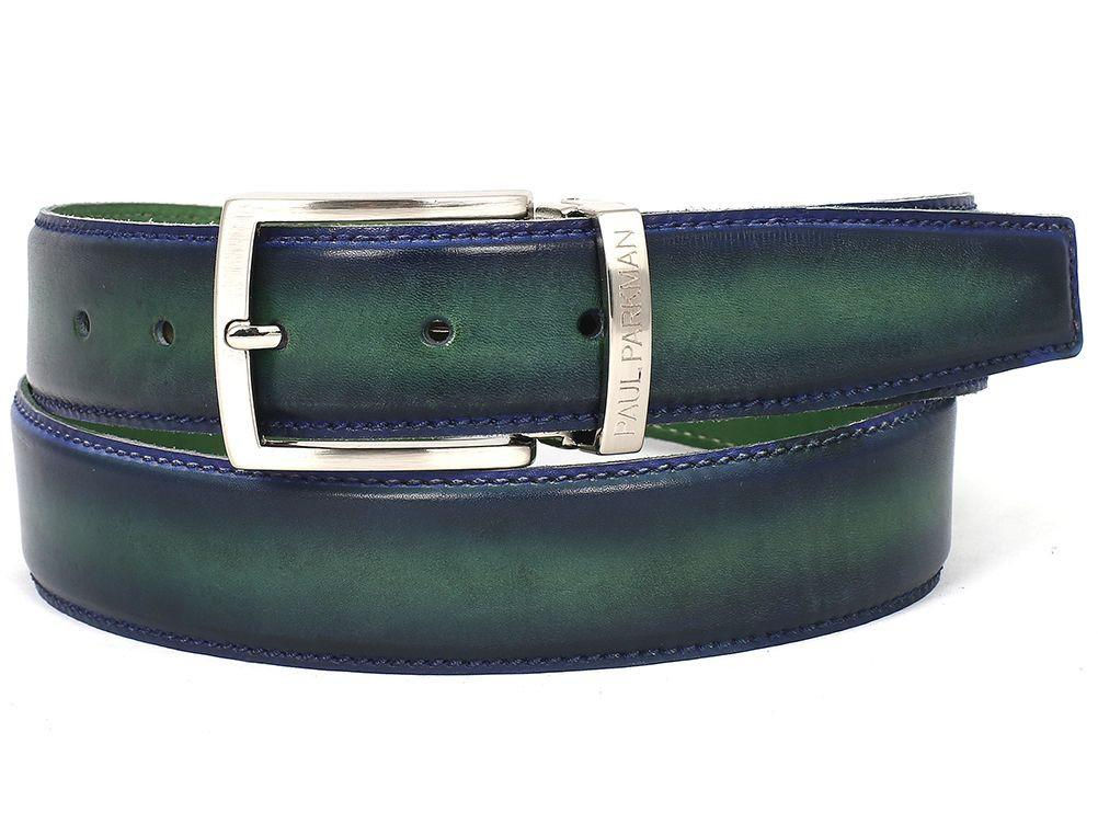 Men's Leather Belt Dual Tone Blue & Green (PAUL PARKMAN)