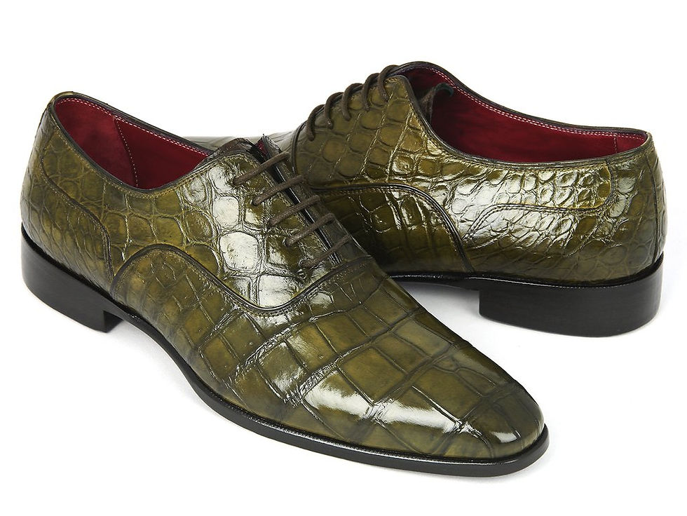 Thumbnail: Paul Parkman Green Genuine Crocodile Oxfords (PAUL PARKMAN)