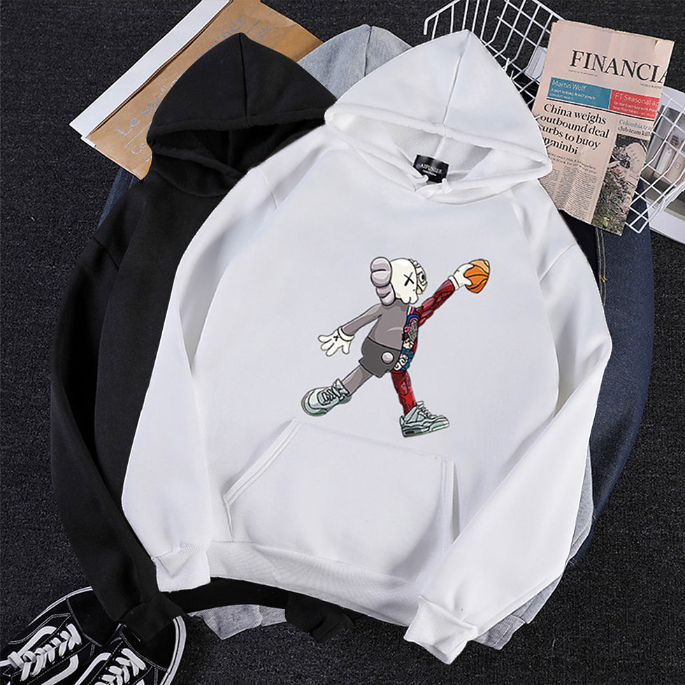 Thumbnail: KAWS Men Women Hoodie Sweatshirt Walking Doll Winter Loose Pullover Gray XXL