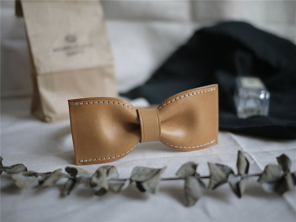 Thumbnail: Personalized Handmade Vegetable Tanned Leather Bow Tie (RockCow))