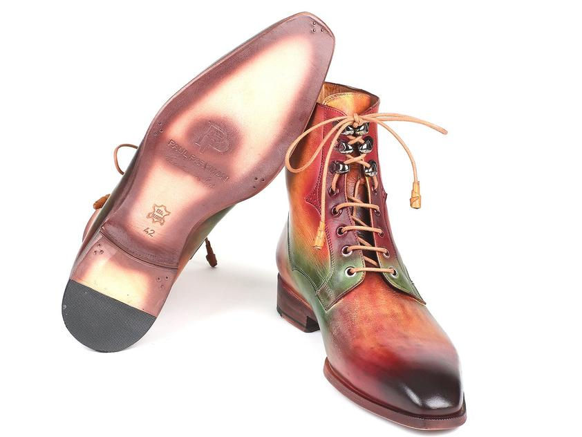 Thumbnail: Paul Parkman Men's Green, Camel & Bordeaux Leather Boots (PAUL PARKMAN)