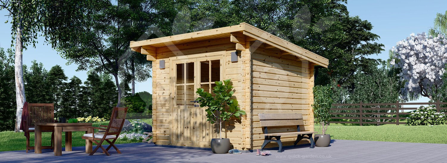 Garden Log Cabin MALTA 3m x 3m -10x10 ft- 34 mm (Quick Gardens)
