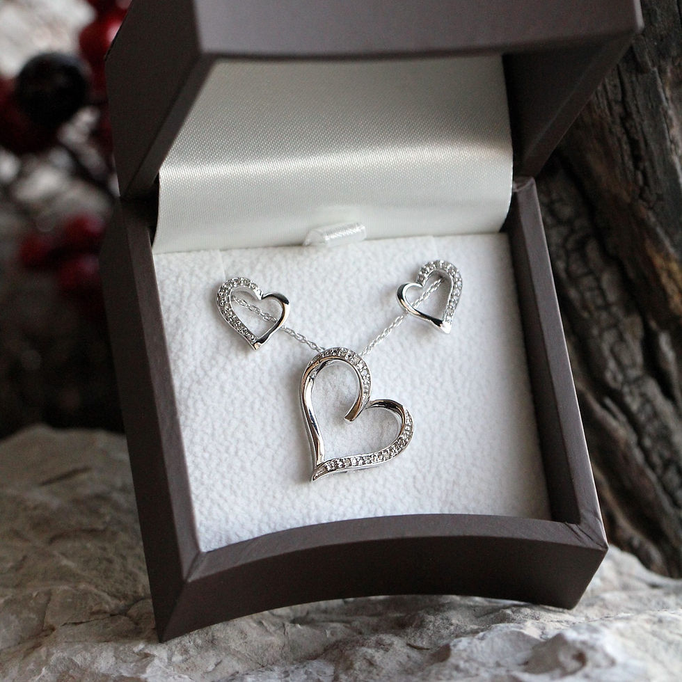 Thumbnail: Sterling Silver Diamond Heart Gift Set