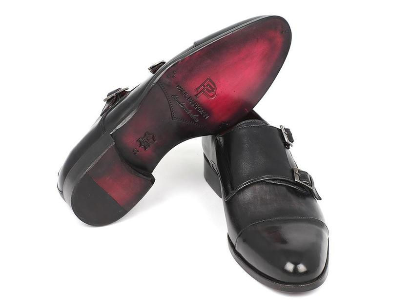 Thumbnail: Paul Parkman Men's Cap-Toe Double Monkstraps Gray & Black (PAUL PARKMAN)