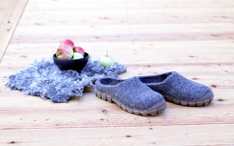 Thumbnail: Mens stepin shoes in gray natural wool (WOOLEN CLOGS)