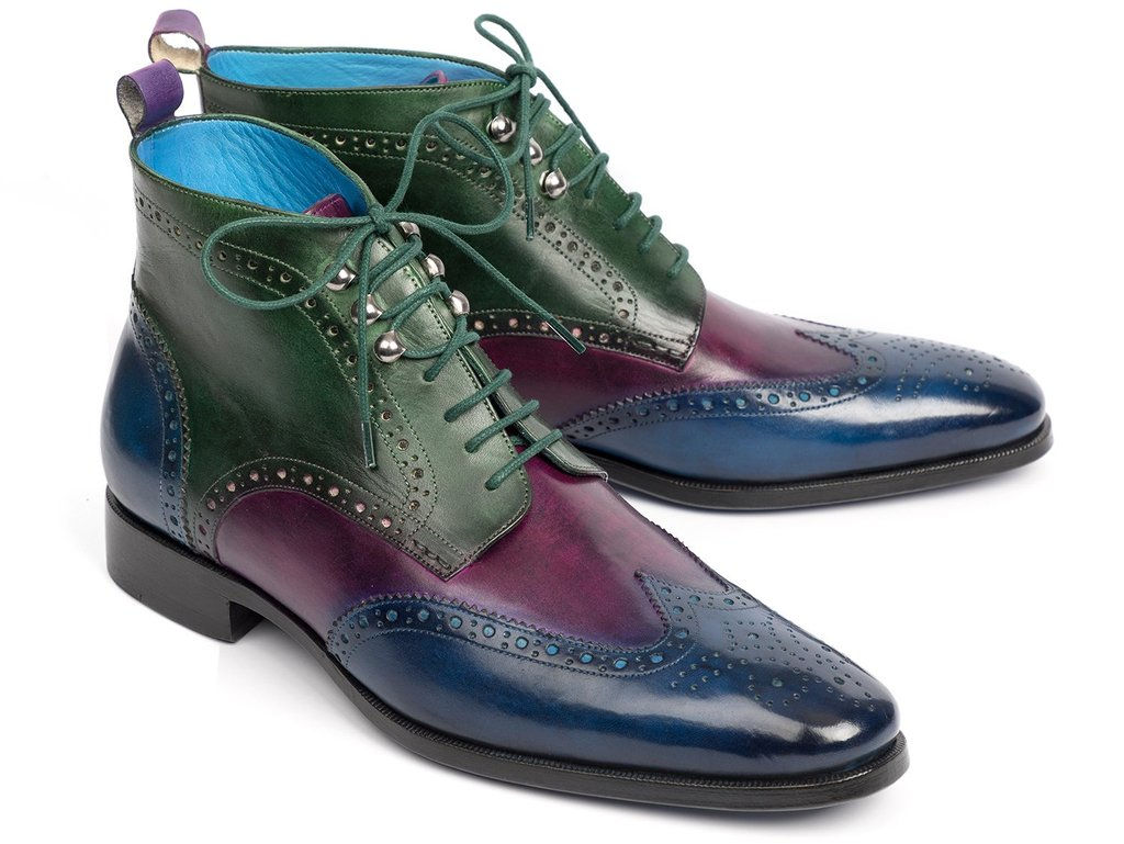 Paul Parkman Wingtip Ankle Boots Three Tone Blue Purple Green (PAUL PARKMAN)
