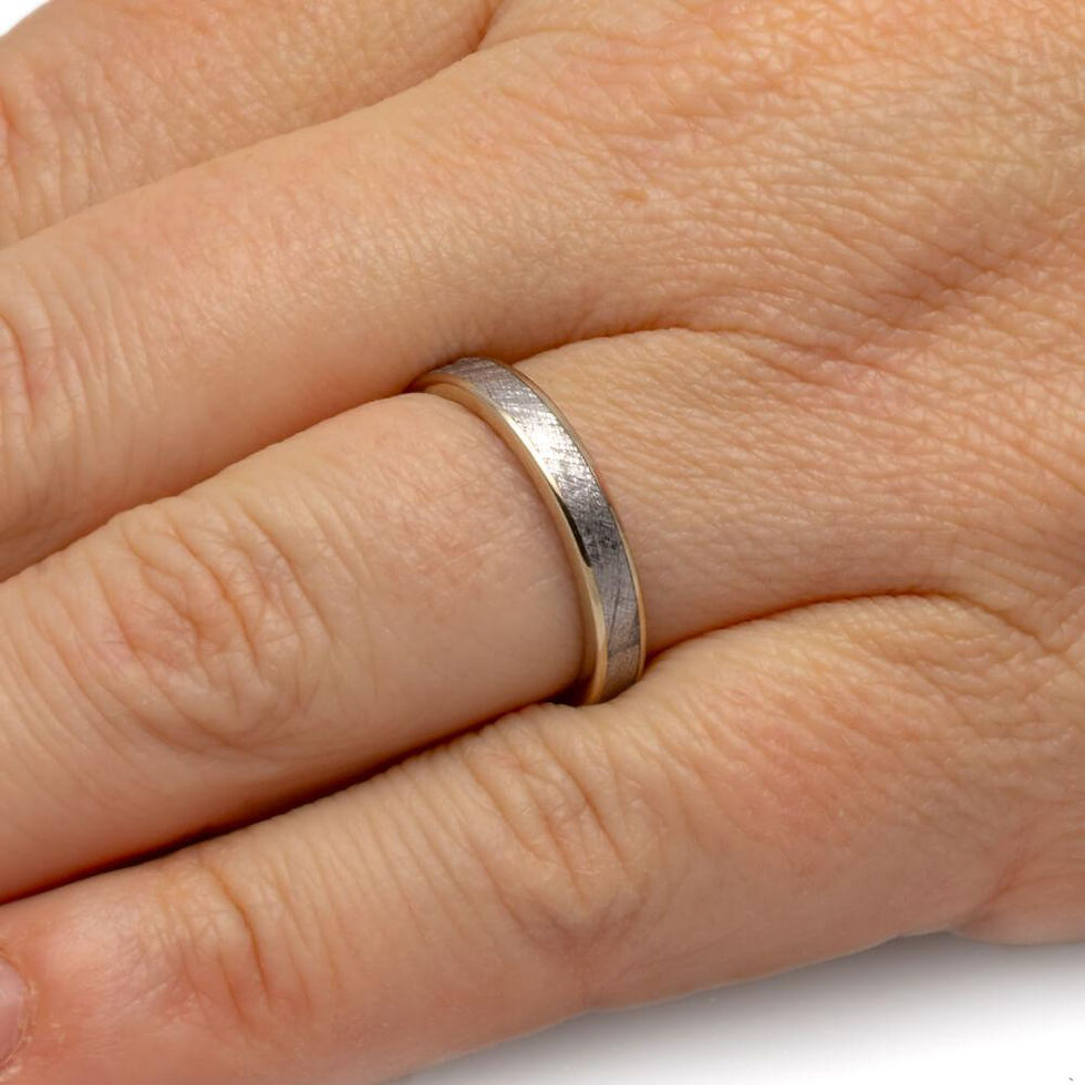 Thumbnail: Thin Gibeon Meteorite Wedding Ring White Gold Band