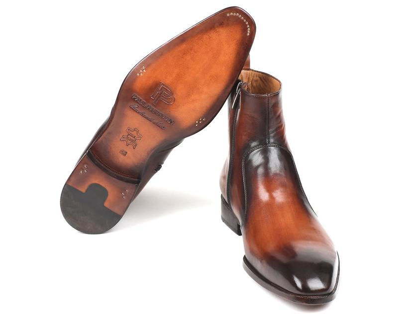 Thumbnail: Paul Parkman Brown Burnished Side Zipper Boots (PAUL PARKMAN)
