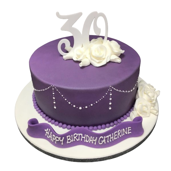 Bespoke celebration cake with smooth white fondant and delicate silver accents in Solihull, West Midlands.