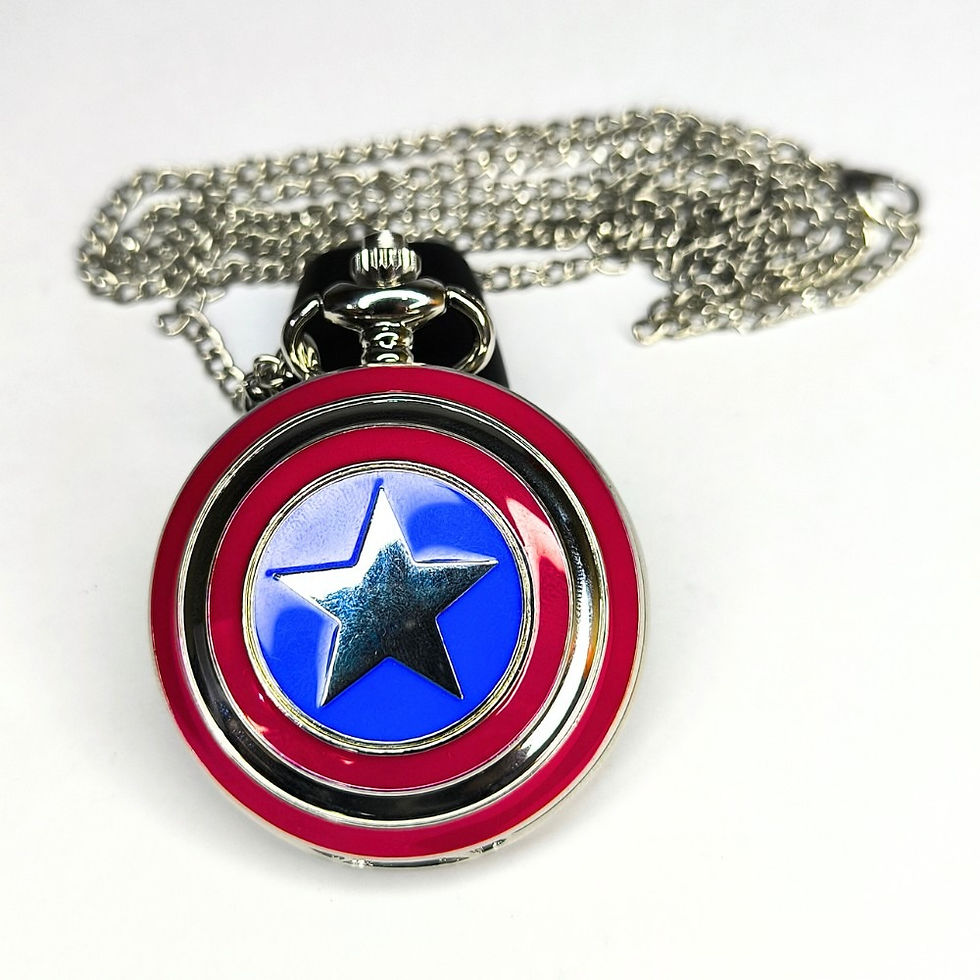 Miniatura: Reloj de bolsillo con el diseño del escudo del Capitán América.