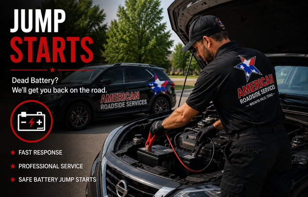 Technician preforming a jump start