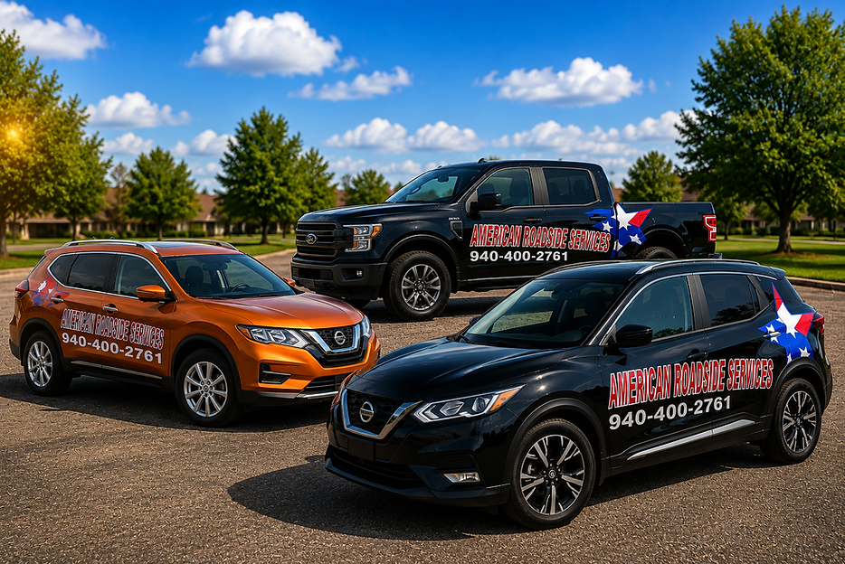 American Roadside Services roadside assistance truck providing 24/7 emergency roadside service in Wichita Falls, Texas.