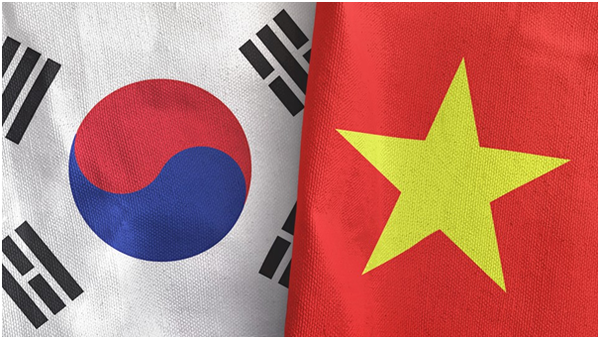 Illustration of Vietnam and South Korea flags together, symbolizing South Korea SMEs in Vietnam and their market entry strategy.