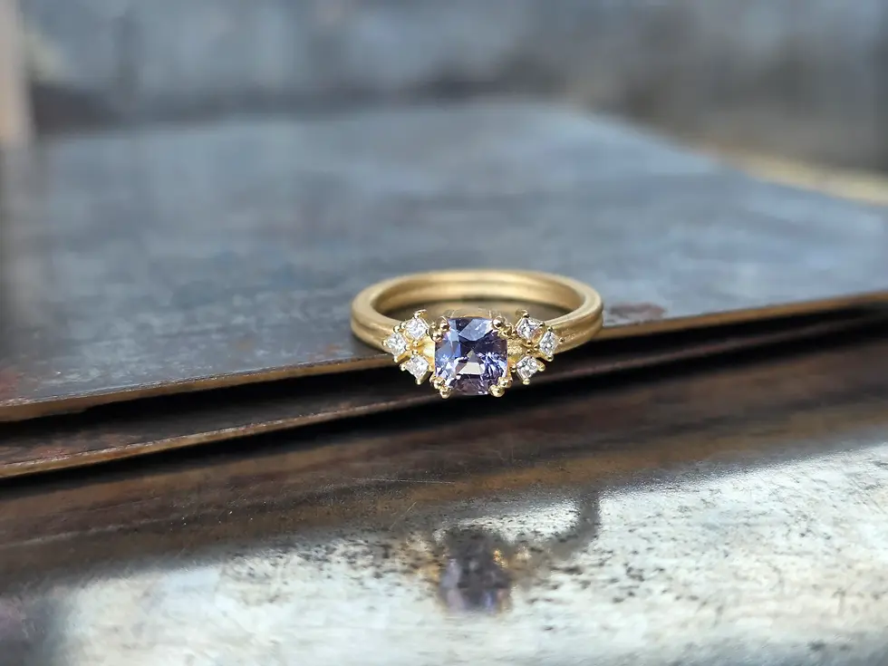 Thumbnail: Double Claws Cushion Cluster with Purple Spinel & Diamonds