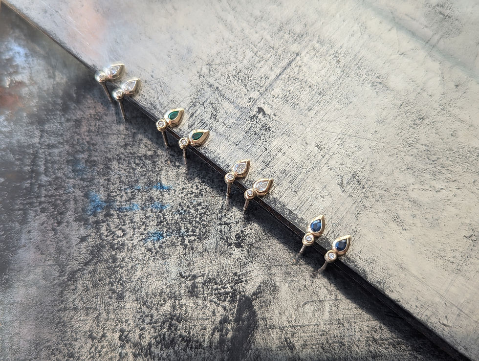 Thumbnail: Seed Studs with Emeralds or Sapphire